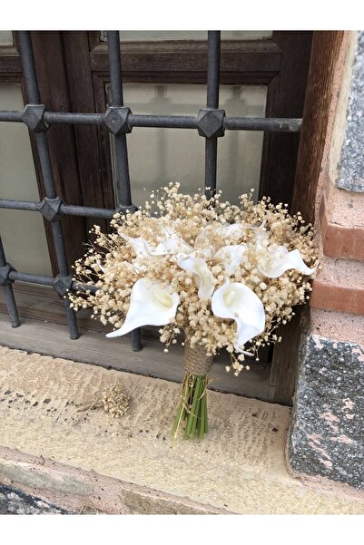 Hobigram Krem Karışık Cipsolu Islak Gala Gelin Buketi Ve Damat Yaka Çiçeği – ...