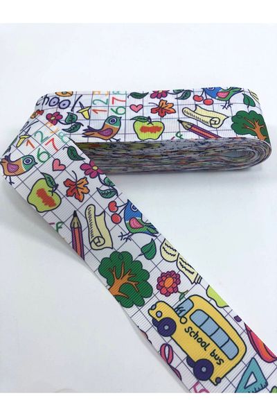 Hobigram Πολύχρωμη κορδέλα Grosgrain με μοτίβο σχολικής τσάντας – Κορδέλα, Κομψό Σχέδιο, Γυναικείο Αξεσουάρ – Κορδέλα