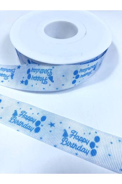 Hobigram Blue Happy Birthday Written Grosgrain Ribbon – Special Design, Accessory, Quality Production, Eye-Catching Sti