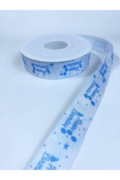 Hobigram Blue Happy Birthday Written Grosgrain Ribbon – Special Design, Accessory, Quality Production, Eye-Catching Sti