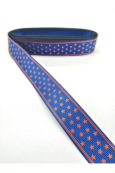 Hobigram Navy Blue Burgundy Starred Grosgrain Κορδέλα 2,5 cm 2 Yards – Κορδέλα, Κομψό Σχέδιο, Γυναικείο Αξεσουάρ – Ku