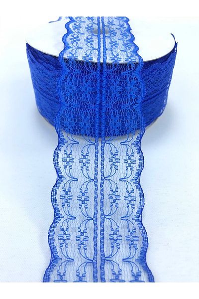 Hobigram Panglică din dantelă albastră Saks 3 metri – Panglică decorativă, Design elegant, Accesoriu pentru femei – Panglică decorativă