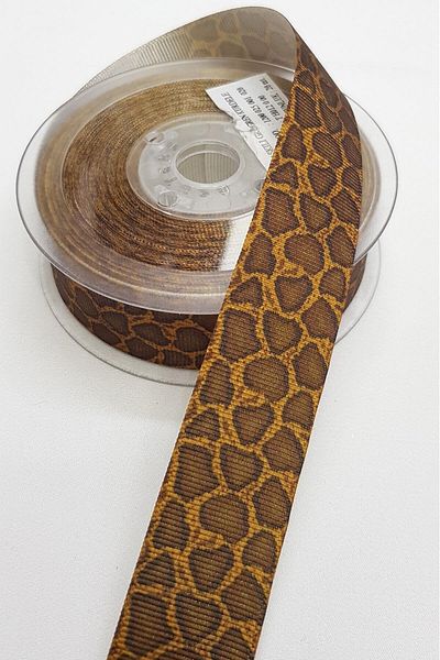 Hobigram Καφέ εμπριμέ κορδέλα 2,5 cm – Ειδικό σχέδιο, αξεσουάρ, ποιοτική παραγωγή, εντυπωσιακό στυλ – Κορδέλα