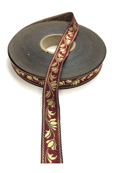 Hobigram Κορδέλα με μοτίβο μπορντό 2 cm-dgk-1244 – Διακοσμητική κορδέλα, κομψό σχέδιο, γυναικείο αξεσουάρ