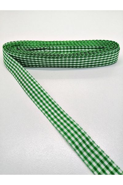 Hobigram Πράσινη καρό κορδέλα ταφτά 1,5 cm 1 μέτρο – κορδέλα, κομψό σχέδιο, γυναικείο αξεσουάρ