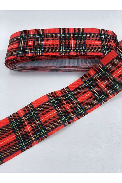 Hobigram شريط Grosgrain منقوش باللون الأسود والأحمر