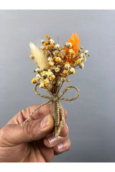 Hobigram Πορτοκαλί γρασίδι Boutonniere 10 τεμαχίων – Τεχνητό & ξηρό λουλούδι, κομψό σχέδιο, γυναικείο αξεσουάρ – τεχνητό λουλούδι