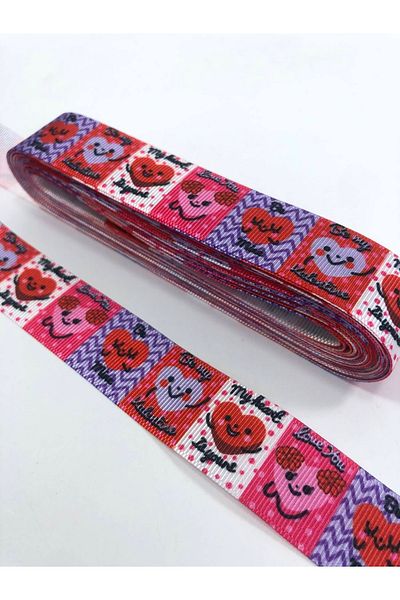 Hobigram Πολύχρωμη κορδέλα Grosgrain με μοτίβο καρδιάς – Προσαρμοσμένο σχέδιο, αξεσουάρ, ποιοτική παραγωγή, εντυπωσιακό στυλ –