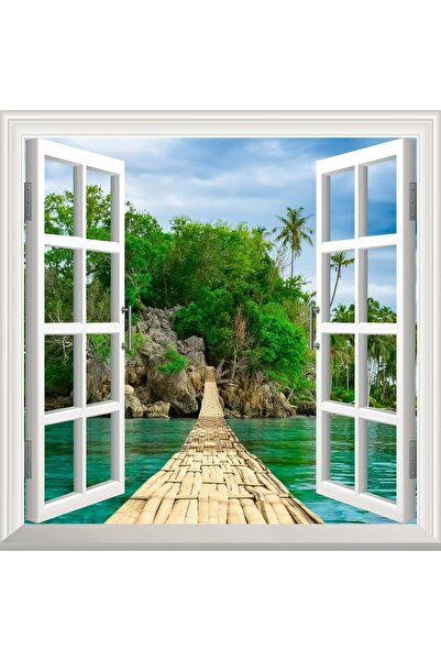 StickerArt Pencere Poster Duvar Kağıdı Ada Yol Yapışkanlı Sticker