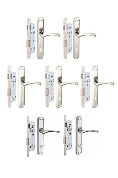 Yale 3+1 Daire Kapı Kolu-kilit Seti (7 Takım) 5 Oda Kapı Kolu+kilit 2 Wc Kapı Kolu+kilit