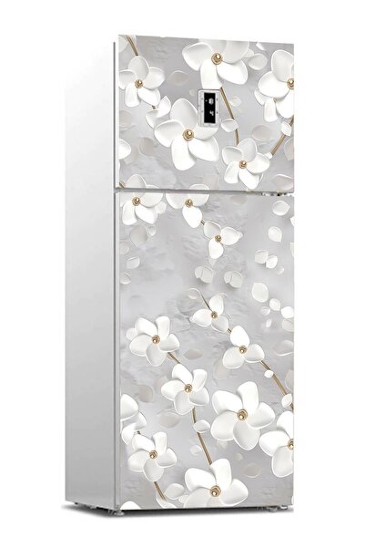 StickerArt Buzdolabı Sticker Kaplama Dolap Kaplama Etiketi 3d Beyaz Yaprak