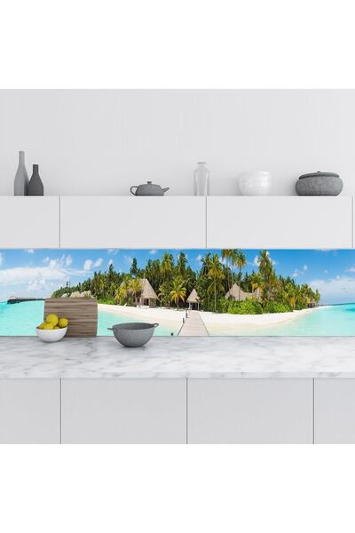 StickerArt Mutfak Tezgah Arası Folyo Fayans Kaplama Folyosu Maldivler 60x100 Cm