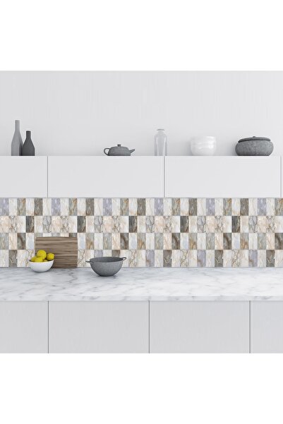 StickerArt Mutfak Tezgah Arası Folyo Fayans Kaplama Folyosu Soyut Mermer Taş ...