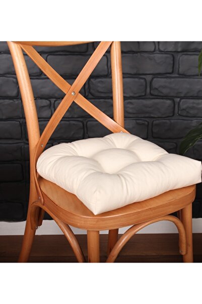 ALTINPAMUK 6-Piece Gold Cream Pofidik Chair Cushion Special Stitched 40X40Cm