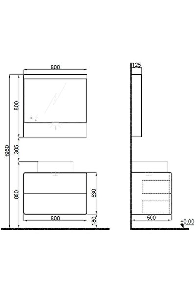 KALE Edge 80 Cm Antrasit-mocha Perla Banyo Dolabı Takımı (lavabo Hariç)