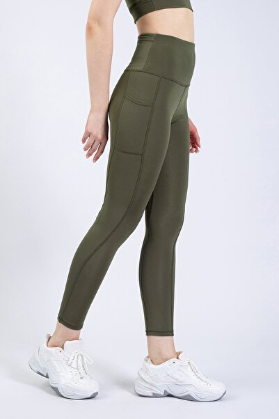 The Step Sports Γυναικείο Χακί Τσέπη Ψηλόμεσο, Συσφιγκτικό κολάν γιόγκα 25"