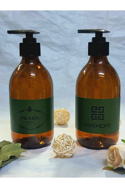 Saccura Decor Σετ αξεσουάρ μπάνιου με 2 Amber Givenchy&prada Προσωπική Περιποίηση Σαπουνιού