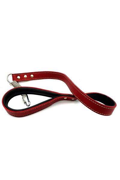 Tasma Market Red-Black Leather Dog Walking Collar