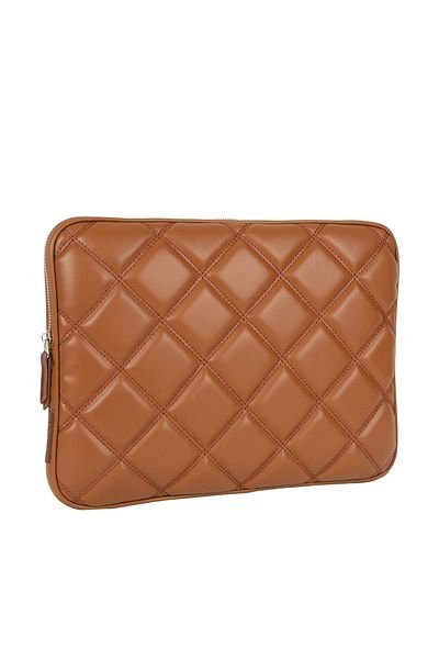 FCSTORE حافظة كمبيوتر محمول Macbook Ipad Tablet مقاس 11 بوصة - 14 بوصة - 16 بوصة باللون البني الفاتح وحقيبة (مع حجرة الشحن)