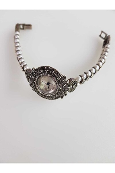 isikaccessories Gümüş Saat Inci Ve Markazit Taşlı 925ayar Gümüş