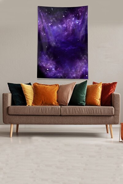 on the clouds Purple Galaxy Patterned Stain Resistant Velvet Fabric Wall Cloth Wall Carpet Tapestry