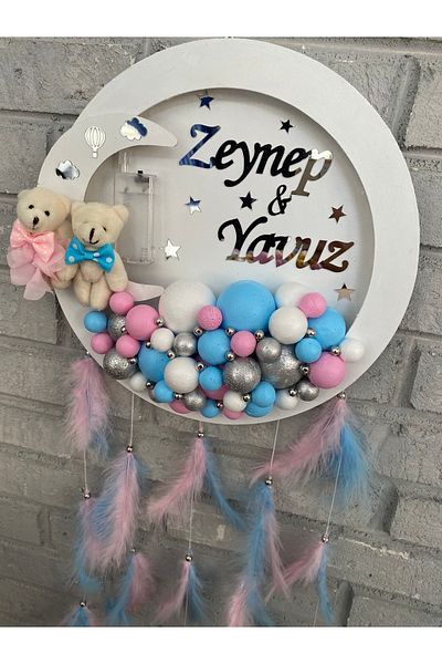 NeşeliAtölyem Ornament pentru ușă cu bule pentru gemeni