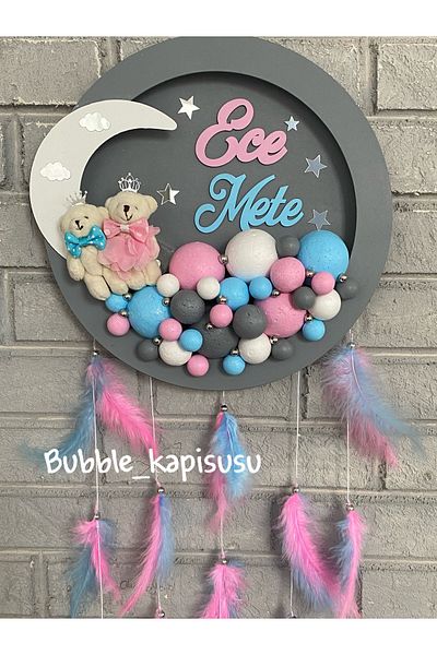 NeşeliAtölyem Ornament pentru ușă cu bule pentru gemeni