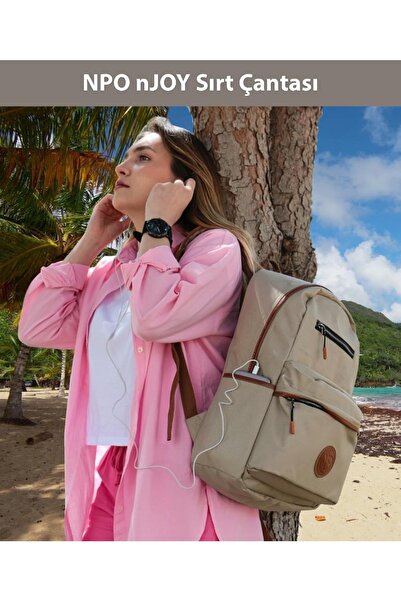 NPO Njoy16" Unisex Notebook & Daily Backpack-Light Khaki (NJ01AH)