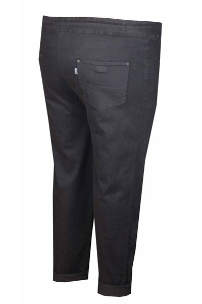 FaLa Jeans Büyük Beden Lastikli Keten Pantolon 97176 Lacivert