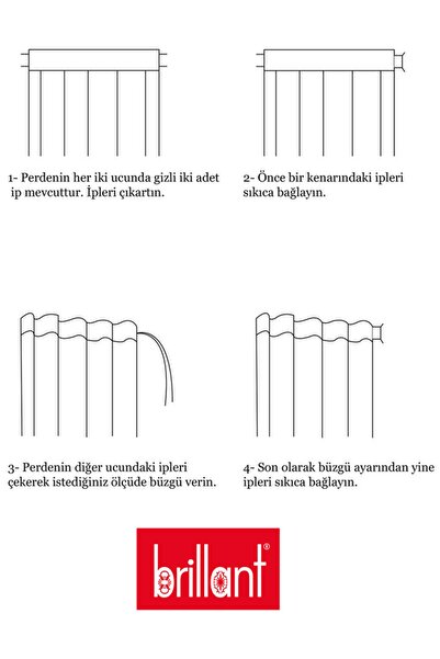 Brillant Blackout Karartma Güneşlik Fon Perde Pilesiz (düz Dikim) Ekstraforlu...
