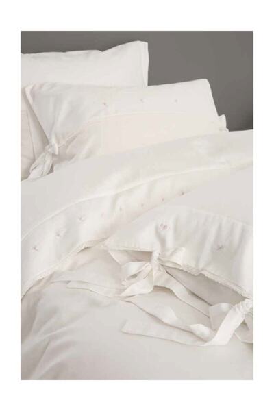 Sarev Kremna Çift Kişilik Pamuk Saten Nevresim Takımı V1