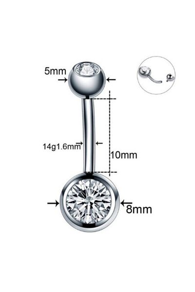 AyçaSilver 316 L Surgical Steel Stone Belly Piercing