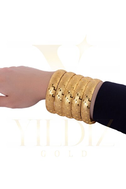 Yıldız Gold İmitasyon 22 Ayar Altın Kaplama 1.5 Cm Merdiven Desen Bilezik