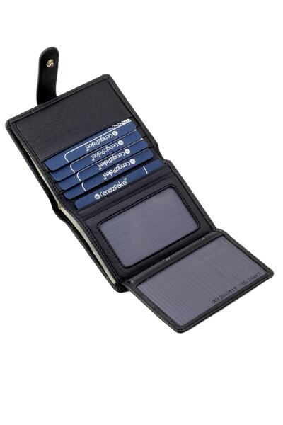 CENGİZ PAKEL Hakiki Deri Küçük Boy Çıtçıtlı Siyah Cüzdan