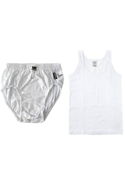 Tutku Boy's Cotton Undershirt and White Underpants Set, Pack of 6