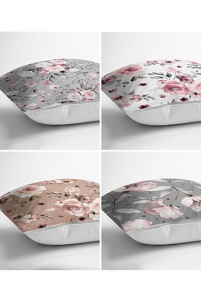 Realhomes Set modern de huse de pernă și pernă cu model floral pe fundal colorat