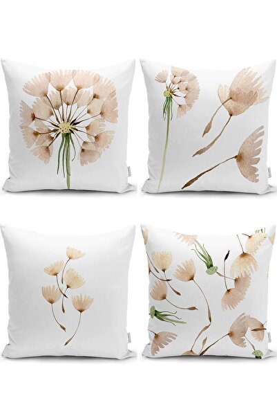 Realhomes Set modern de huse de pernă și pernă cu model de flori pe fundal alb