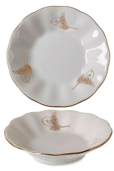 İpek 6-Piece Marble White Porcelain Small Tea Plate