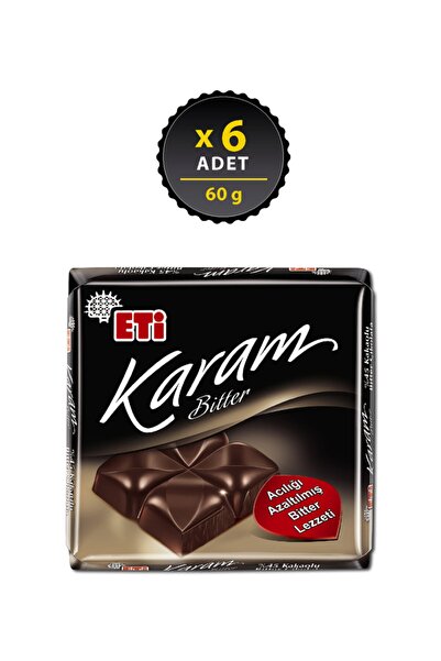 Eti Karam %45 Kakaolu Bitter Çikolata 60 g x 6 Adet