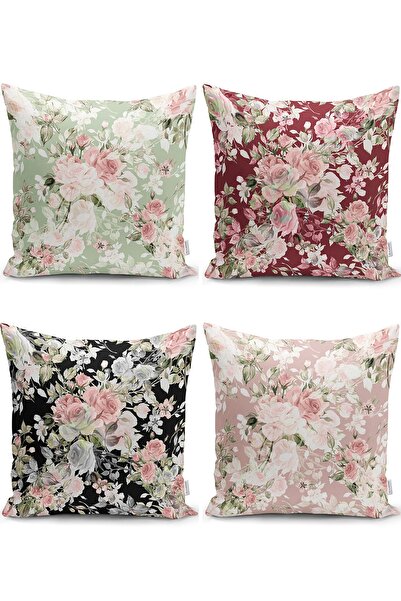 Realhomes Set modern de huse de pernă și pernă cu model floral pe fundal colorat