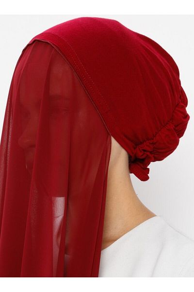 Nilbutik Inner Bonnet Chiffon Shawl Claret Red