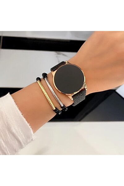 İSTLİV Kadın  Çift Metal Kordon Dokunmatik Led Kol Saatleri