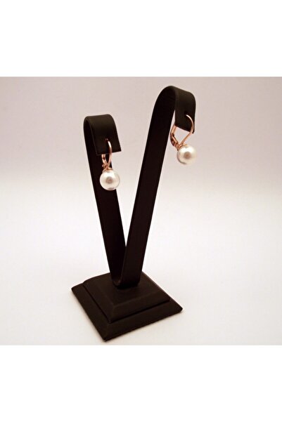 Aşina Gümüş 8 mm. Inci Rose Kaplama Gümüş Bayan İnci Küpe