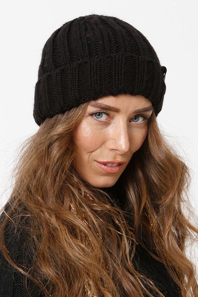 Vemod 75 Labeled Folded Knitted Beanie - Black