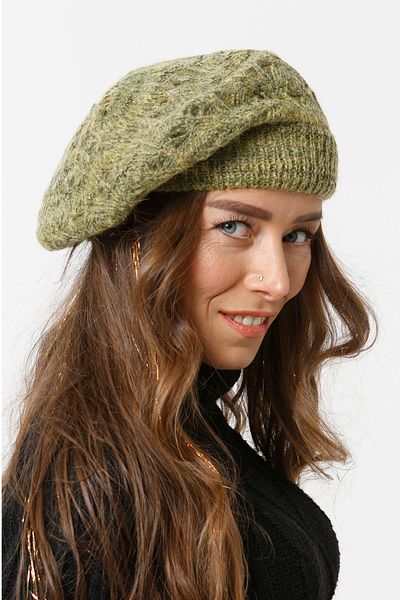 Vemod Green Mohair Painter Knitted Beret