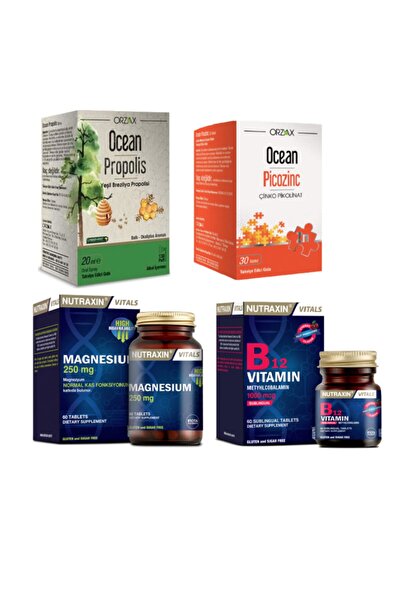 Ocean Çinko 30 Tablet+propolis Sprey 20 Ml+nutraxin Magnezyum 60 Tablet+b12 Vitamini 60 Dilaltı Tableti
