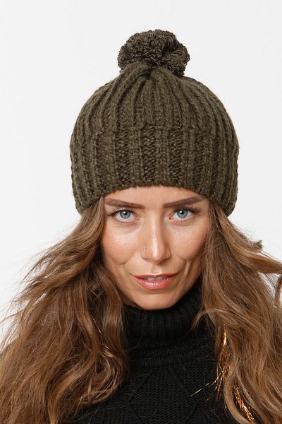 Vemod 51u Pompom Knitwear Knitted Beanie - Khaki