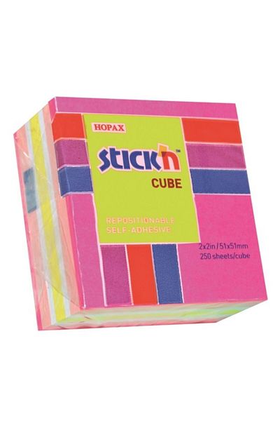 Hopax Stickn Cube Block Mix-a ورق ملاحظات لاصق 4 ألوان 50 × 50 مم 250 ورقة (4 عبوات) 21533