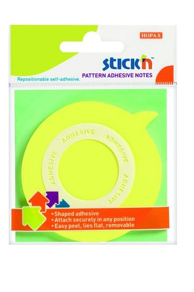 Hopax Stickn (360) 70x70mm على شكل بالون أصفر جميع الحوافورق ملاحظات 50 Yp(4 عبوات)