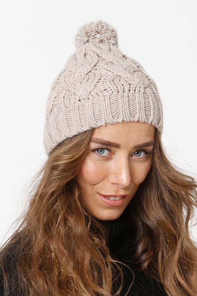 Vemod 83 Pompom Knitwear Knitted Beanie - Stone
